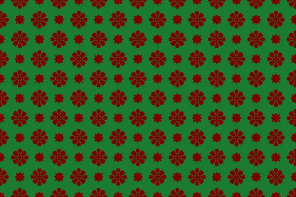 Yeşil arka planda kusursuz kırmızı çiçek deseni