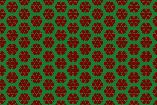 Yeşil arka planda kusursuz kırmızı çiçek deseni