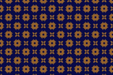 Çarpıcı mavi ve sarı desenli çiçek patlamaları ve hilal elementleri ritmik, çapraz düzende sıralanmış..