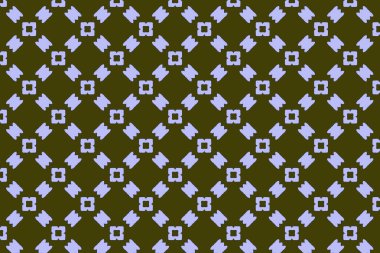 Hilal şeklindeki şekillerle çevrili biçimlendirilmiş çiçek merkezleri olan kusursuz yeşil ve beyaz bir tasarım..