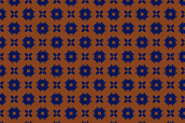 Çarpıcı turuncu ve mavi desenli çiçek patlamaları ve hilal elementleri ritmik, çapraz düzende sıralanmış..