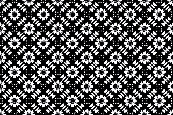 Kalıplı beyaz tuval, gölgeli siyah çiçekli kumaşlarla örülmüş..