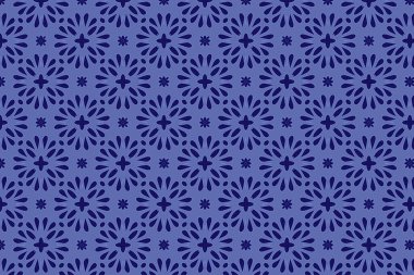 Kusursuz koyu mavi ve açık mavi geometrik desen. Duvar kağıdı, halı, halı, çarşaf, dijital baskı, tekstil baskısı, kumaş, perde, ambalaj kağıdı için kusursuz desen.