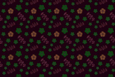 Koyu arkaplanda pürüzsüz pembe ve yeşil çiçek deseni.