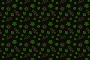 Koyu yeşil arka planda pürüzsüz yeşil çiçek deseni.