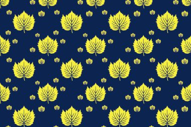 Mavi arkaplanda pürüzsüz sarı yapraklar.