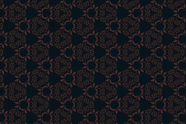 Kusursuz mavi geometrik çiçek tasarımı. Tekstil tasarımı