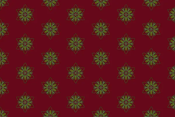 Zarif tekstil veya duvar kağıdı tasarımı için ideal, koyu mavi arka planda yumuşak altından yapılmış eşit aralıklı mandala tarzı motifler içeren minimal bir çiçek deseni