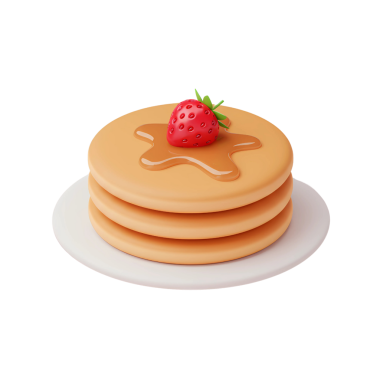 3 Boyutlu Pankek Simgesi - Çilek ve şuruplu Yığın