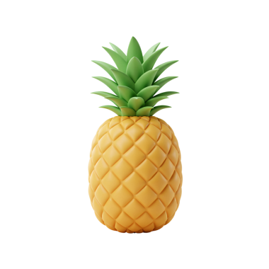 3 Boyutlu Ananas Simgesi - Tropikal Meyve İllüstrasyonu