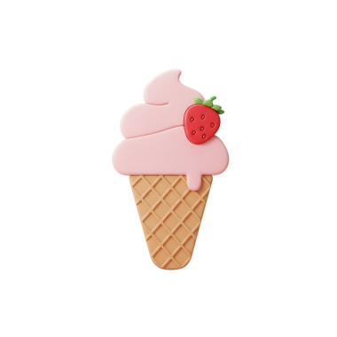 3 Boyutlu Çilekli Dondurma Simgesi - Tatlı Tatlı Tatlı Tatlı Çizim