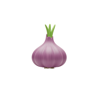 3D Soğan Simgesi - Mor Ampul Sebze İllüstrasyonu
