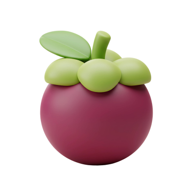 3D Mangosteen Simgesi - Tropikal Mor Meyve İllüstrasyonu