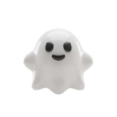 Dost canlısı, siyah gözlü ve gülümseyen ağızlı beyaz bir hayaletin şirin üç boyutlu simgesi. Cadılar Bayramı için mükemmel, ürkütücü, eğlenceli ve hayaletlerle ilgili tasarımlar..