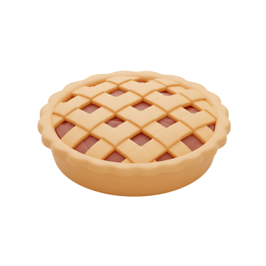 Kafes kabuğu ve görünür dolgusu olan yuvarlak bir turtanın lezzetli üç boyutlu simgesi. Tatlı, yemek, pişirme ve tatille ilgili tasarımlar için mükemmel..