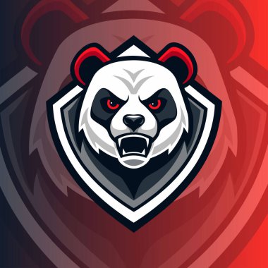 Sivri dişleri olan kızgın bir panda.