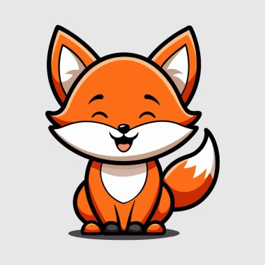 Şirin tilki logosu tasarım vektör şablonu