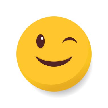 Şakacı ve dostane bir ifadeye sahip göz kırpan bir emoji, sıklıkla mizah, flört ya da hafiflik iletmek için kullanılır..