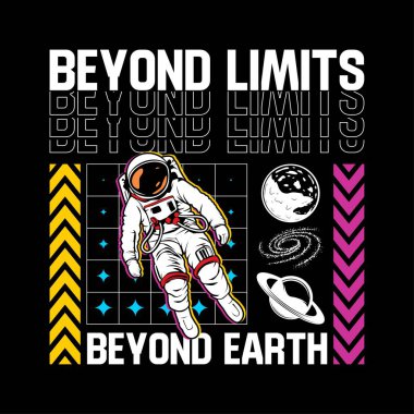 Astronot tişörtü vektör tasarımı 