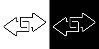 Çift ok ikonu, iki yan sembol, çift ok logosu konsepti. Çift ok simgeleri kümesi.