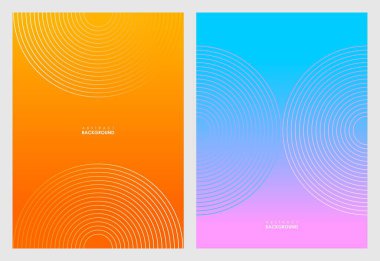 Modern soyut kapaklar seti, minimal kapaklar tasarımı. Renkli cicle arkaplanı, vektör illüstrasyonu.