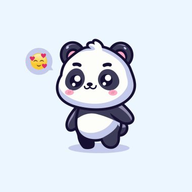 Kawaii tarzında neşeli bir ifadeyle şirin tombul panda. Çıkartmalar, çocuk çizimleri, maskotlar ya da dijital içerik için mükemmel. Yüksek çözünürlüklü vektör sanatı.