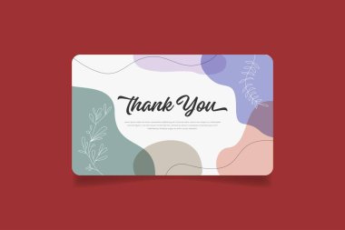 teşekkür kartı şablonu çiçek çizgileri, soyut şekiller, geometrik daire elemanları tasarım vektörü.