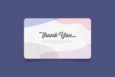 teşekkür kartı şablonu çiçek çizgileri, soyut şekiller, geometrik daire elemanları tasarım vektörü.