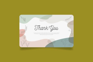 teşekkür kartı şablonu çiçek çizgileri, soyut şekiller, geometrik daire elemanları tasarım vektörü.