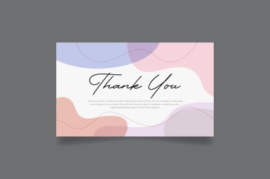 teşekkür kartı şablonu çiçek çizgileri, soyut şekiller, geometrik daire elemanları tasarım vektörü.