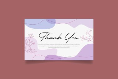 teşekkür kartı şablonu çiçek çizgileri, soyut şekiller, geometrik daire elemanları tasarım vektörü.