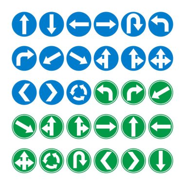 Basit yol ok yön işaretleri vektör tasarımı