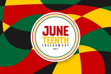 Haziran Özgürlük Günü bayrağı ya da geçmiş kartı. Afro-Amerikan tarihi, kültürü ve özgürleşme ve mirası onurlandıran yıllık ABD bayramını kutluyoruz..