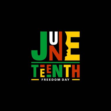 Haziran Özgürlük Günü bayrağı ya da geçmiş kartı. Afro-Amerikan tarihi, kültürü ve özgürleşme ve mirası onurlandıran yıllık ABD bayramını kutluyoruz..