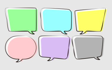 Sohbet, sohbet ve iletişim tasarımları için renkli vektör konuşma baloncukları koleksiyonu