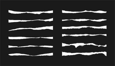 Gerçekçi yırtık kağıt kenarları koleksiyonu. Dijital tasarım, kolaj ya da kaplamalarda kullanmak için izole edilmiş yırtık şekiller.