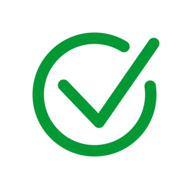 Çemberin içindeki işaret simgesini kontrol et. İzole edilmiş arka planda basit bir vektör çizimi. Durum göstergeleri, onay iletileri veya UI tasarımı için ideal.