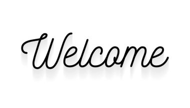 Kutlama kartları, davetiyeler, posterler ve dijital tasarımlar için modern kaligrafi stili elle çizilmiş vektör stok çizimi ile zarif 'Hoş geldiniz' yazıları.