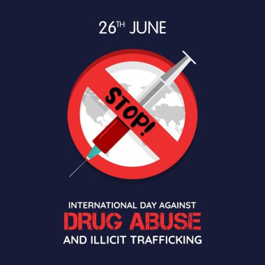 Uyuşturucu Kullanımı ve Yasadışı Kaçakçılığa Karşı Uluslararası Gün Uyuşturucu Kullanımı Karşıtı Uyuşturucu Karşıtı Bilinç afiş şablonu.
