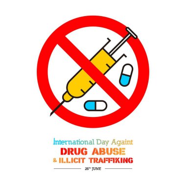 Uyuşturucu Kullanımı ve Yasadışı Kaçakçılığa Karşı Uluslararası Gün Uyuşturucu Kullanımı Karşıtı Uyuşturucu Karşıtı Bilinç afiş şablonu.