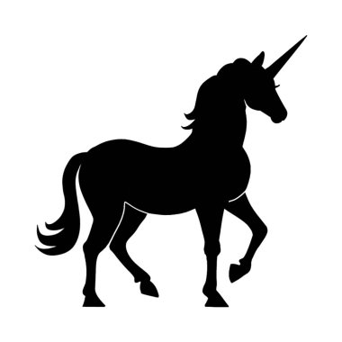 Siyah yeleli siyah tek boynuzlu at.