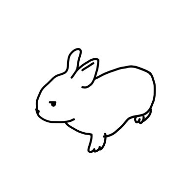 Tavşan çizgi filmi. Sevimli hayvan. İzole vektör nesnesi. karalama biçimi.