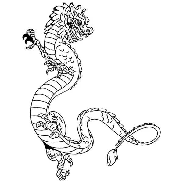 Elle çizilmiş ejderha vektör çizimi. Çince Çin sembolü olan Çin ejderhası. Çin Yeni Yılı.