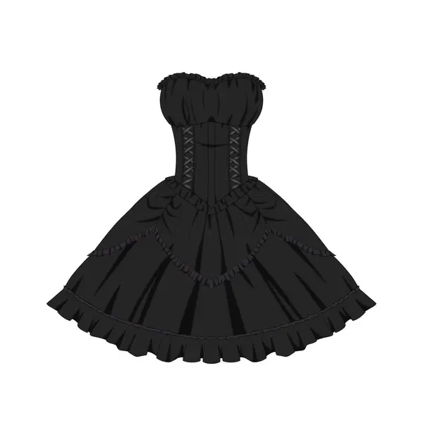 siyah beyaz elbise. Beyaz renkte izole edilmiş vektör.