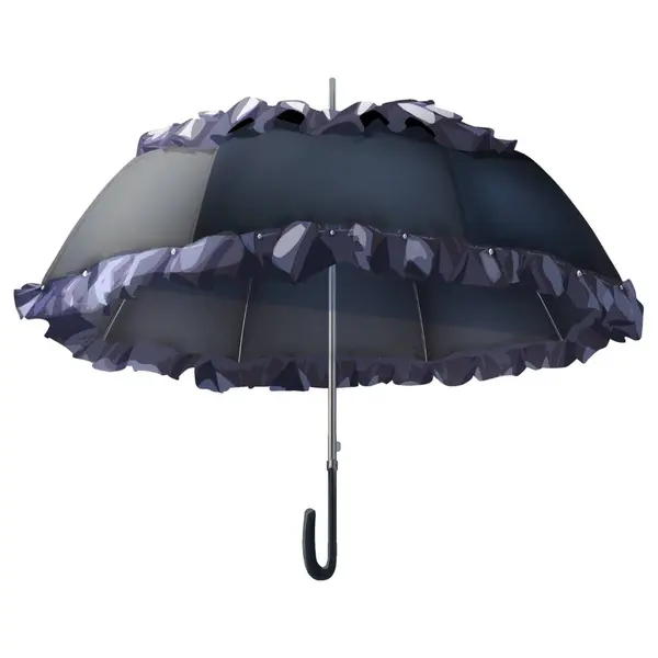 Beyaz zemin üzerinde yağmur damlaları olan siyah şemsiye. 3 Boyutlu Hazırlama