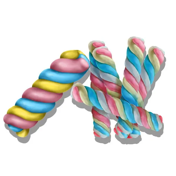 Renkli kurdeleli şeker kamışı.