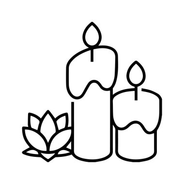 Erimiş balmumu ve nilüfer çiçeği ile yanan iki mumdan oluşan minimalist çizgi sanatı, rahatlamayı, meditasyonu ve sağlığı simgeliyor..