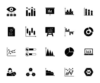 Veri Analizi Simgesi İş Zekası, Habercilik, Büyük Veri ve Görselleştirme için Tasarımı (Vector Icons for Dashboard, Insight ve Performans Analizi)