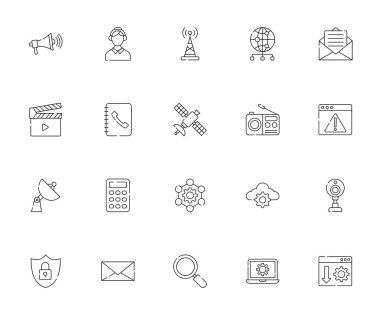 Ağ Simgesi Bağlantı, İnternet, İletişim, Veri Paylaşımı, Sunucu ve Dijital Altyapı için Tasarımı Ayarla (124; Teknoloji ve Ağ Sistemleri için Vektör Simgeleri)