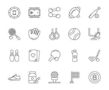 Fiziksel Sağlık İkonası Spor, Sağlık, Egzersiz, Tıbbi Bakım, Beslenme ve Sağlıklı Yaşam Tarzının Tasarımı (Vector Icons for Health and Body Management)